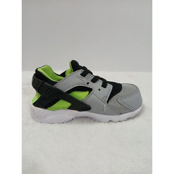 Nike Air Huarache Run Wolf Gray/Volt Green 704949-015 Toddler Size 7C - Picture 3 of 9